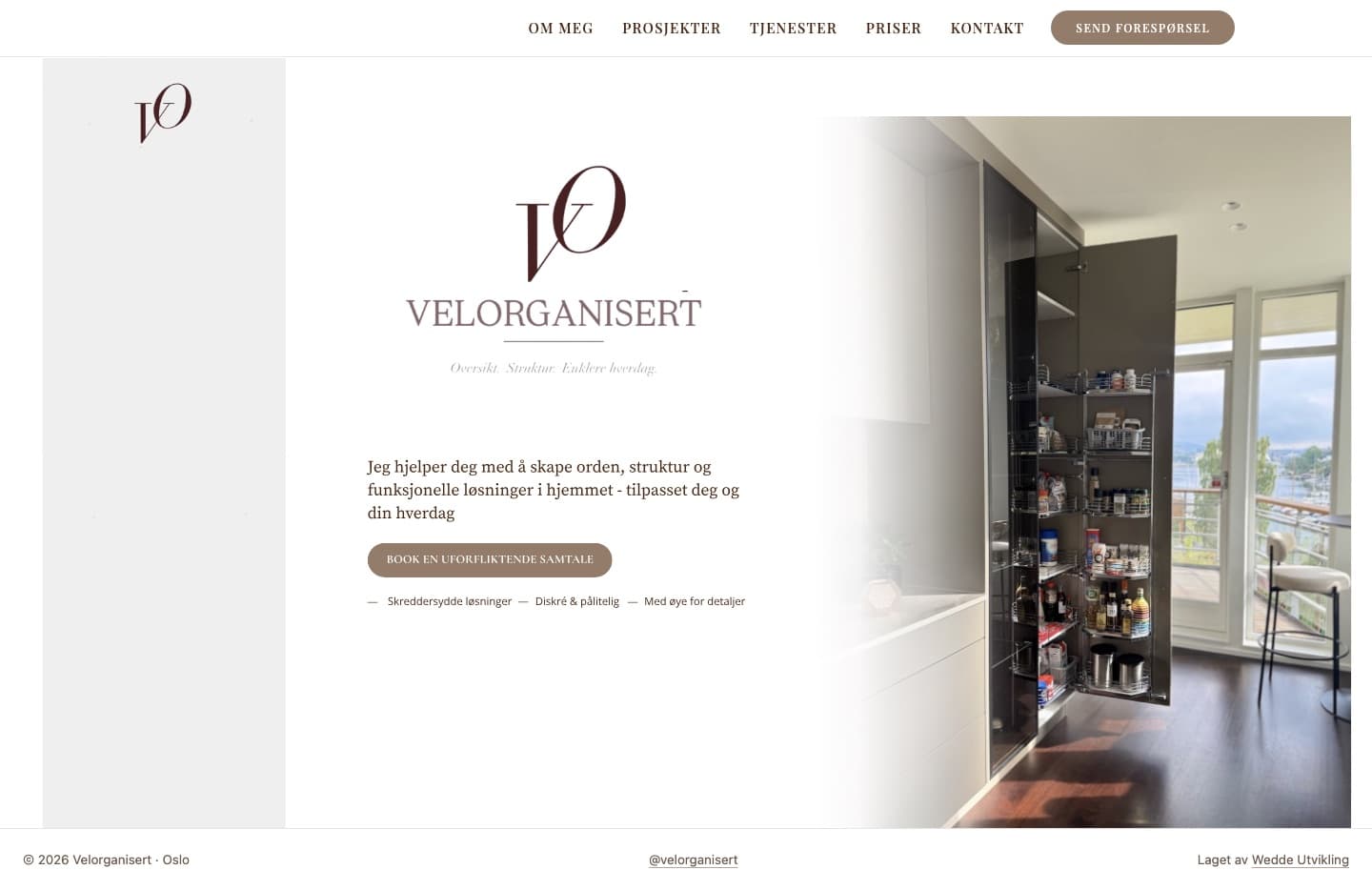 velorganiserthjem.no, hele forsiden