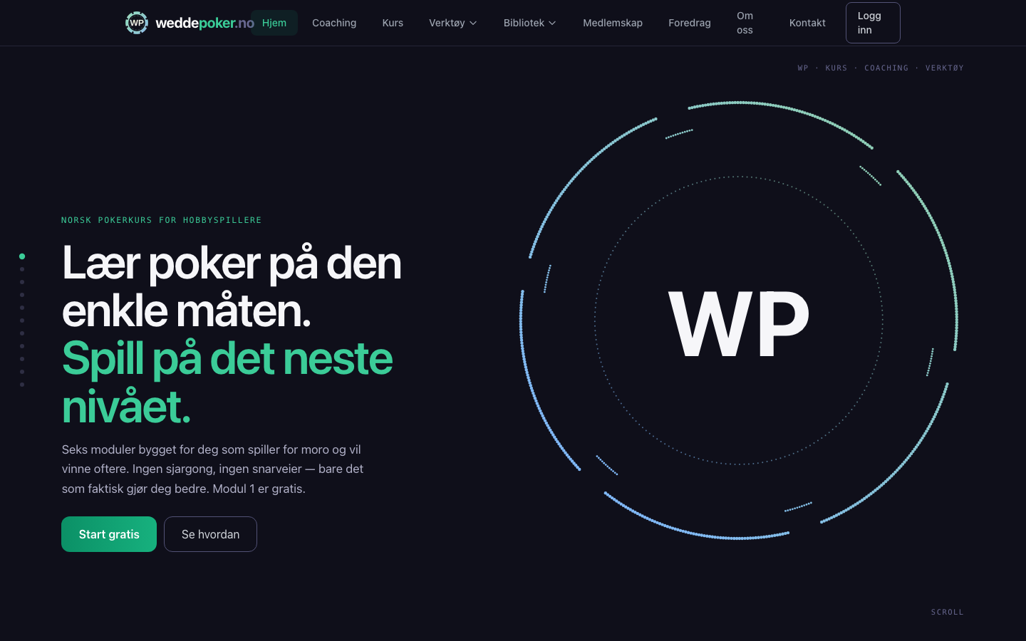 Forsiden på weddepoker.no